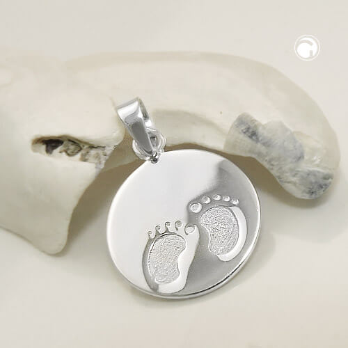 Anhänger 13mm kleine Füße glänzend 925 Silber
