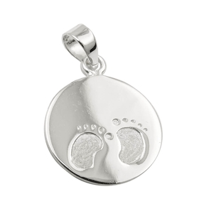 Anhänger kleine Füße Gravurplatte 13mm aus 925 Silber glänzend