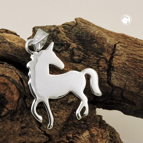 Anhänger 16x14mm Einhorn flach glänzend 925 Silber
