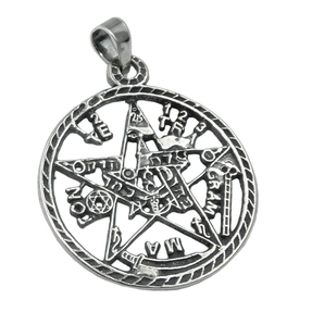 Anhänger Amulett Pentagramm Stern im Kreis 21mm aus 925 Silber geschwärzt Anhänger Amulett Pentagramm Stern im Kreis 21mm aus 925 Silber geschwärzt