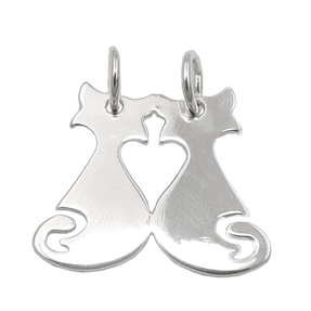 Partner Anhänger Katzen 18x21mm Doppel aus 925 Silber glänzend