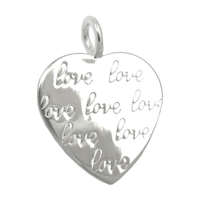 Anhänger Herz Prägung Gravur love 19x18mm aus 925 Silber glänzend