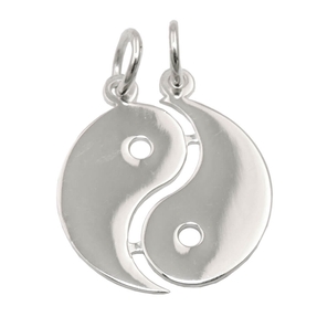 Yin-Yang Partner Anhänger Doppel 18mm aus 925 Silber glänzend