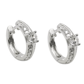 Paar Creolen 15x4mm mit Zirkonia aus 925 Silber rhodiniert glänzend