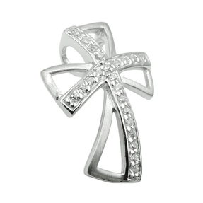 Anhänger Kreuz mit Zirkonia 20x14mm aus 925 Silber rhodiniert Halsschmuck