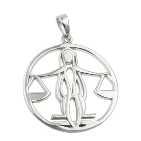 Anhänger Sternzeichen Waage 21mm aus 925 Silber rhodiniert glänzend