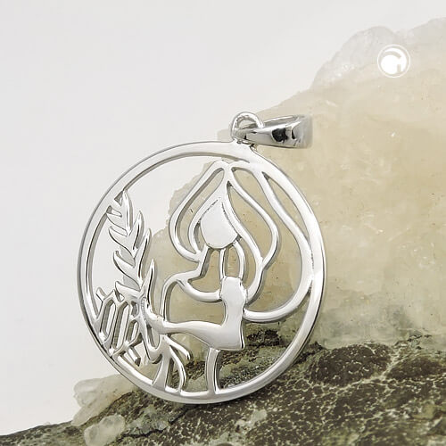 Anhänger 21mm Sternzeichen Jungfrau glänzend rhodiniert 925 Silber