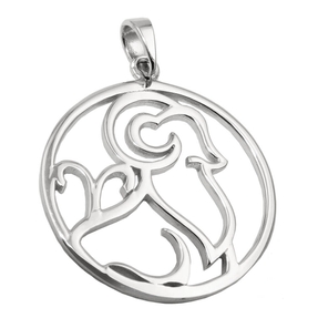 Anhänger Sternzeichen Widder 21mm aus 925 Silber rhodiniert glänzend