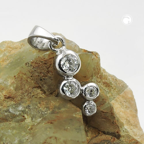 Anhänger 12x6mm Zirkonias glänzend rhodiniert 925 Silber
