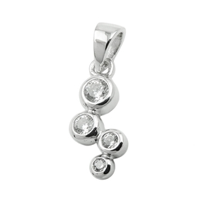 Anhänger mit 4 Zirkonia weiß 12x6mm aus 925 Silber rhodiniert glänzend