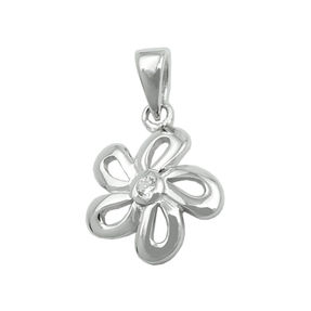 Anhänger Blume 10mm mit Zirkonia aus 925 Silber rhodiniert glänzend Kinder
