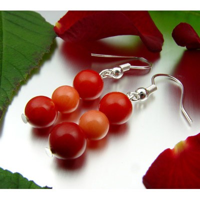 Ohrhänger aus Korallen rot und orange