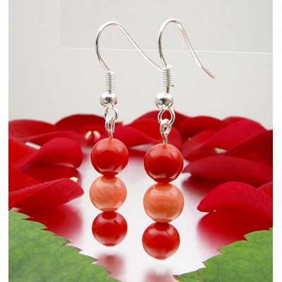 Ohrhänger aus Korallen rot und orange