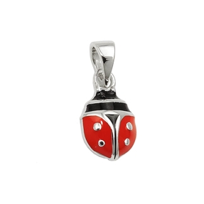Anhänger Marienkäfer 9x7mm rot-schwarz emailliert 925 Silber Kinder