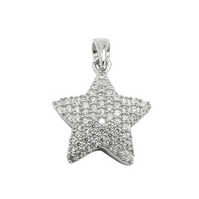 Anhänger Stern 13x13mm mit vielen Zirkonia 925 Silber rhodiniert