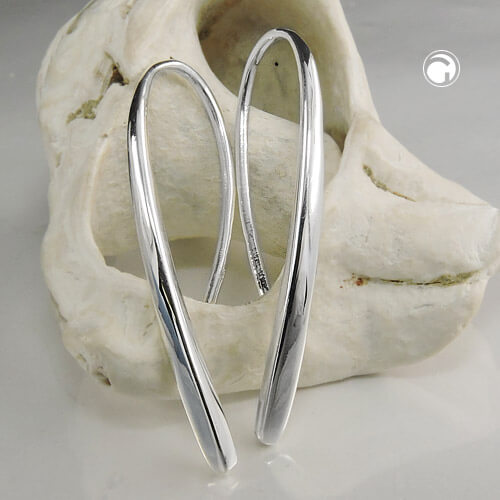 Durchzieher Ohrring Ohrhaken 33x2.5mm Tropfen glänzend 925 Silber