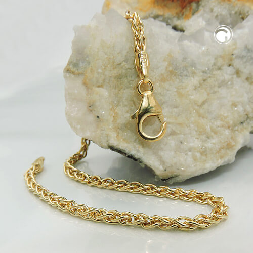 Armband 2.3mm Zopfkette 9Kt 375 Gold 19cm