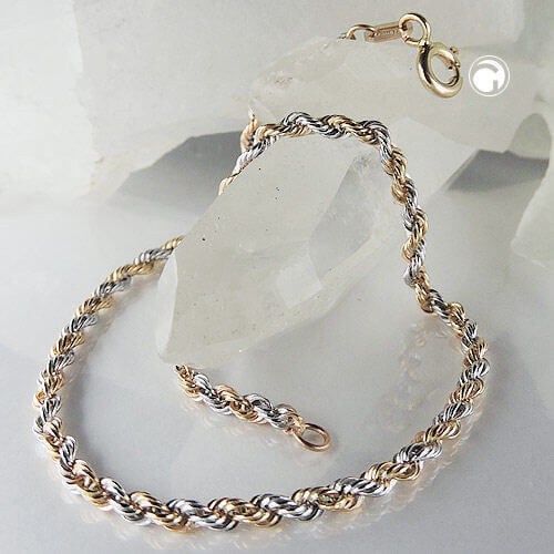 Kette 2.8mm Kordelkette bicolor aus 14Kt 585 Gold 45cm