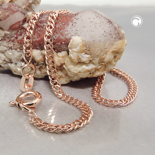 Kette 2mm Doppelrhombus Zwillingspanzer 9Kt Rotgold 45cm