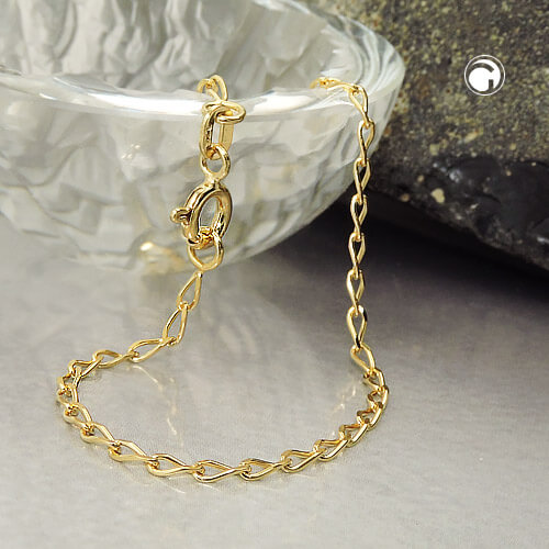 Armband 2mm Weitpanzer glänzend 9Kt 375 Gold 19cm