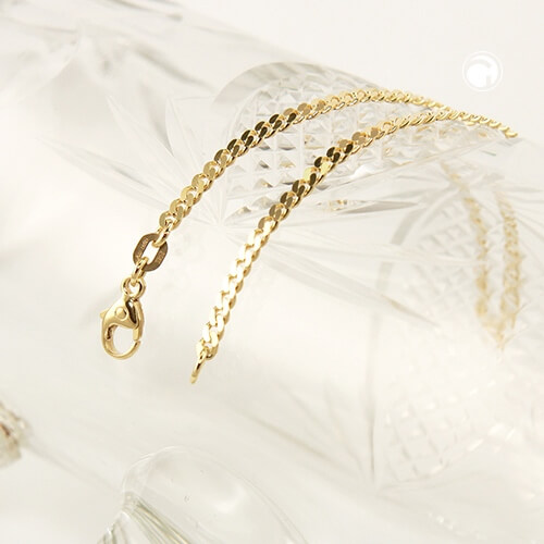 Armband 2.4mm Flachpanzer glänzend aus 14Kt 585 Gold 18.5cm