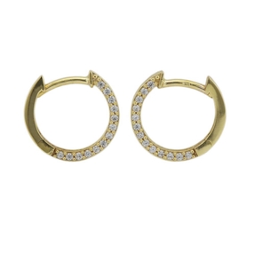 Paar Creolen Ohrringe 13x2mm seitlich mit Zirkonia 9Kt 375 Gold Gelbgold
