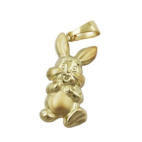 Anhänger Hase 20x11mm aus 14Kt 585 Gold Gelbgold matt-glänzend
