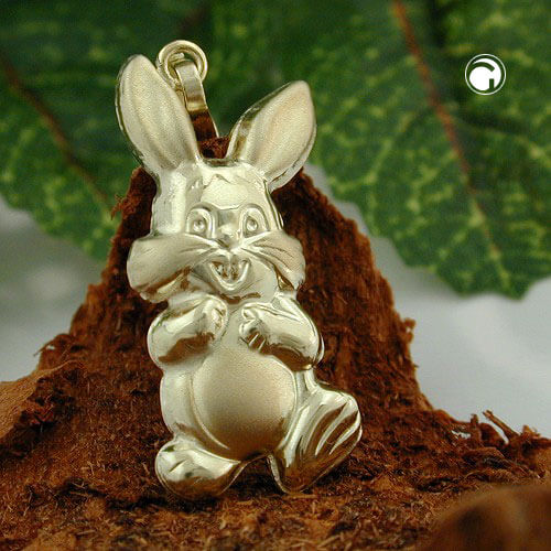 Anhänger 20x11mm Hase matt-glänzend aus 14Kt 585 Gold
