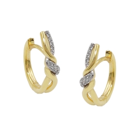 Paar Ohrringe Creolen 18x4mm überkreuzt Zirkonia 9Kt 375 Gold Gelbgold