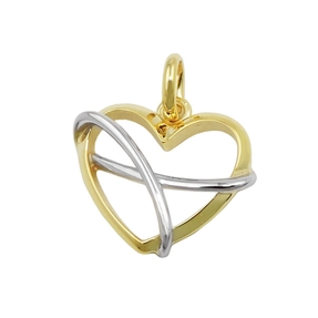 Anhänger Herz 13x15mm aus 9Kt 375 Gold Gelbgold teilrhodiniert bicolor glänzend