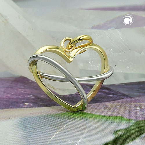 Anhänger 13x15mm Herz bicolor glänzend 9Kt 375 Gold