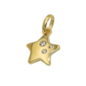 Anhänger Stern 10x10mm glänzend mit 3 Zirkonia 9Kt 375 Gold Gelbgold