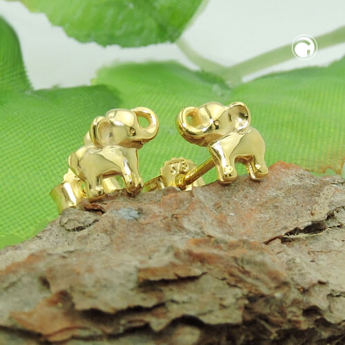 Ohrstecker Ohrring 6x7mm kleiner Elefant glänzend 9Kt 375 Gold