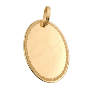 Anhänger 19x13mm Gravurplatte oval mit Rand 9Kt 375 Gold Gelbgold glänzend