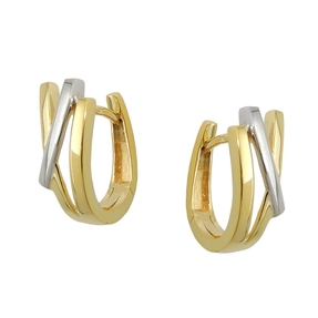Paar Ohrringe Creolen 15x7mm aus 9Kt 375 Gold Gelbgold bicolor teilrhodiniert