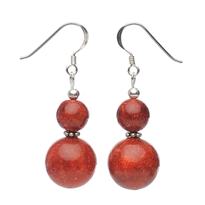Ohrringe Ohrhänger Schaumkoralle Koralle & 925 Silber rot Ohrschmuck Damen