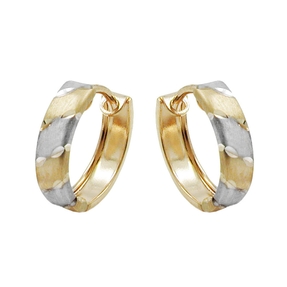 Paar Ohrringe Creolen 12x3mm bicolor rhodiniert aus 9Kt 375 Gold Gelbgold Paar Ohrringe Creolen 12x3mm bicolor rhodiniert aus 9Kt 375 Gold Gelbgold
