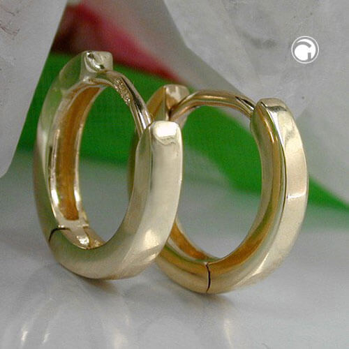 Creole Ohrring 12x2mm Klappscharnier glänzend 9Kt 375 Gold