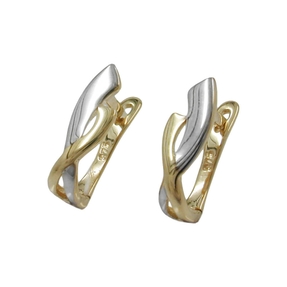 Paar Ohrringe Creolen 13x4mm teilrhodiniert bicolor aus 9Kt 375 Gold Gelbgold
