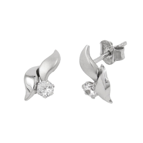 Paar Ohrstecker 11x6mm mit Zirkonia weiß 9Kt 375 Gold Weißgold Ohrschmuck