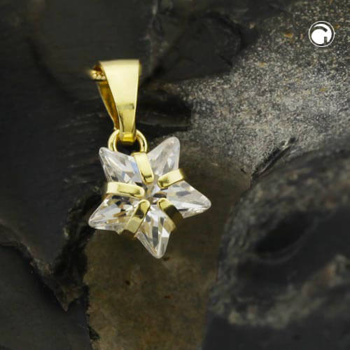 Anhänger 10x8mm Zirkonia Stern 9Kt 375 Gold