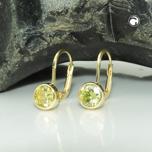 Ohrbrisur Ohrring 15x7mm Zirkonia grün 9Kt 375 Gold