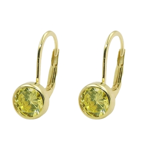 Paar Ohrringe Brisur 15x7mm mit Zirkonia grün aus 9Kt 375 Gold Gelbgold