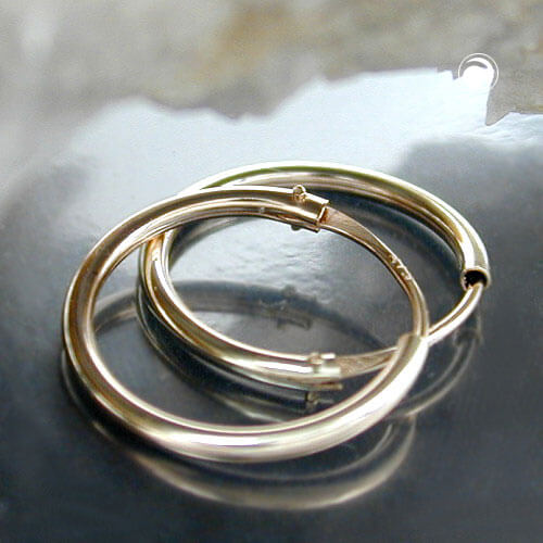 Creole 10mm Drahtcreole Steckverschluss glänzend 9Kt 375 Gold