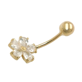Piercing Bauchnabelpiercing Banana 23x10mm Blume Zirkonia 9Kt 375 Gold Gelbgold Piercing Bauchnabelpiercing Banana 23x10mm Blume Zirkonia 9Kt 375 Gold Gelbgold