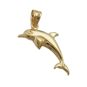 Anhänger Delfin Delphin 18x8mm aus 9Kt 375 Gold Gelbgold glänzend