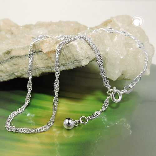 Fußkette 2mm Singapur diamantiert 925 Silber 27cm