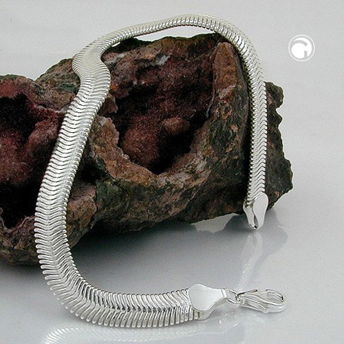 Kette 6x2mm flache Schlangenkette glänzend 925 Silber 43cm