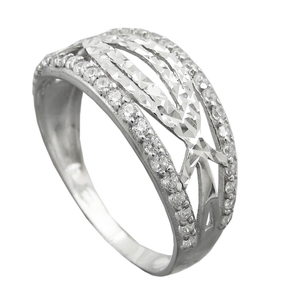 Ring Damenring mit weißen Zirkonia 925 Silber rhodiniert
