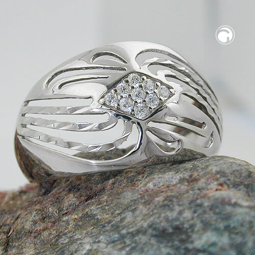 Ring Rhombus mit Zirkonia 925 Silber